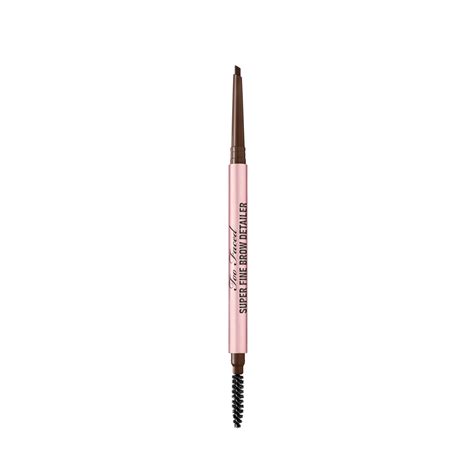 What it is A brow pencil with a micro-fine, beveled tip that delivers smooth, creamy color with precise strokes to mimic a microblading effect. . Too faced super fine brow detailer